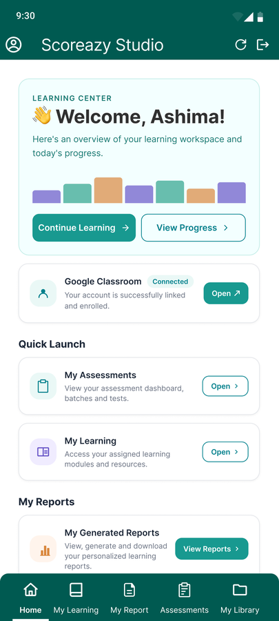 Scoreazy Studio mobile learning workspace